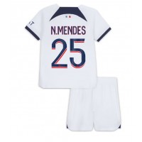 Camisa de Futebol Paris Saint-Germain Nuno Mendes #25 Equipamento Secundário Infantil 2023-24 Manga Curta (+ Calças curtas)